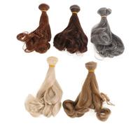 Generic 5pcs Curly Fiber Wig Wefts for Bjd Dolls Simulation Doll Hair with Pear Flower Perm Design Soft High Temperature Resistant Easy DIY Hair Styling