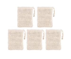 Generic 5pcs Exfoliating Soap Saver Bags Soft and Comfortable Yellow Ramie Jute Soap Pouches for Cosmetic and Oil Bathing Use