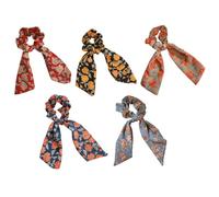 Generic 5pcs Hair Scrunchies for Hair with Scarf Design, Cloth Material, Easy to Remove and Strong Hold, Creative and Chic Style for Daily Use and Gift for Daughters Color