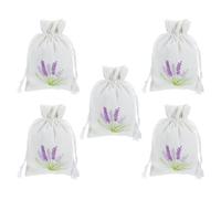 Generic 5pcs Lavender Sachet Bags Drawstring Pouch Set 10x14cm Embroidered Cotton Canvas Small Portable Fragrance Holders for Car, Closet, Home Storage