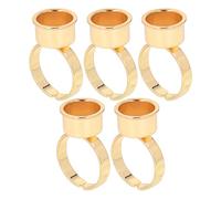 Generic 5pcs Microblading Ink Ring Cup Adjustable Stainless Steel Holder for Eyelash Technicians (Gold)