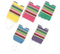 Generic 5pcs Mini Mexican Rainbow Striped Beer Bottle Covers Serapes Ponchos Set for Cinco De Mayo Party Decorations in Green Purple Red Lake Blue Yellow