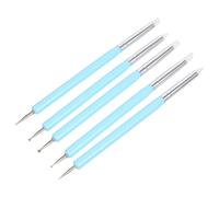 Generic 5pcs Nail Art Dotting Tool Set Dual Heads Design Acrylic and Silicone Material Manicure Brush for False and Natural Nails Easy to Use for Home Use