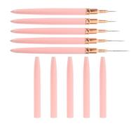 Generic 5pcs Nail Art Liner Pen Set Thin Precision Tips 5mm-25mm Pink Manicure Drawing Brushes for Salon and Home Nail Design