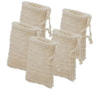 Generic 5Pcs Natural Jute Soap Pouches for Shower Use Cotton Linen Soap Foaming Bags with Scrubbing Net for Travel and Bathroom Storage