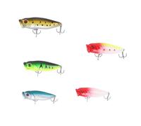 Generic 5pcs Plastic Fishing Popper Lures, Lifelike Hard Baits for Saltwater Freshwater Use with Sound Attraction(6.5cm 9g)