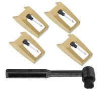 Generic 5pcs Red Gem Turntable Needle Replacement for Vinyl Record Player with Aluminum Rod and Cleaning Brush, Compatible Phonograph Stylus for Vintage Record Players