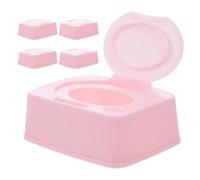 Generic 5pcs Refillable Wipes Dispenser Container with Flip Top Convenience and Soft Pink Pp Material Travel Friendly Holder the Go Use