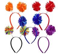 Generic 5pcs Spring Pom Pom Headbands for Adults and Hair Bands for Halloween Carnival Party and Daily Wear Soft Elastic Hair Accessories