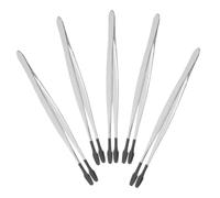 Generic 5pcs Stainless Steel Craft Tweezers Set Flat Head Stamp Collecting Tools False Eyelash Applicator for Precision Jewelry and Hobby Use