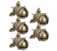 Generic 5pcs Vintage Brass Animal Bells Charms with Pig Zodiac Head Small Melodious Pendant for Backpack Zipper Accessory Keychain Decoration Lightweight Craft Pendants