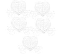 Generic 5pcs White Iron Heart Shaped Carriage Party Favor Boxes Creative Wedding Candy Boxes for Storing Candies and Chocolates Suitable for Bridal Shower and Party Decorations