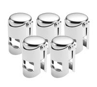 Generic 5pcs Wine Stoppers for Wine Bottles Stainless Steel and Silicone Bottle Plugs Flexible and Easy to Clean for Clubs and Homes Silver Colour