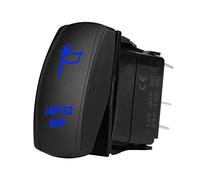 Generic 5Pin Whip Rocker Switch LED Lighted On Off with Independent LEDs for 12V 24V Vehicles ABS Black (Blue Light)
