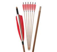Generic 6/12Pcs 5 inch Shields Turkey Feather bamboo Arrow Bamboo Arrows with A Shaft Diameter of 8 mm Hunting Target Practice Arrow (12, red)
