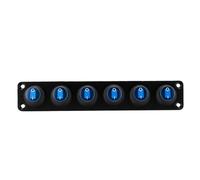 Generic 6 Gang Round Switch Panel with Rocker Switches for Marine and RV Use, Durable ABS and Aluminum Alloy, 7.72x1.38in (Blue)