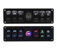 Generic 6 Gang Toggle Switch Panel with LED Voltmeter Rocker Switch for Car Truck Marine Boats