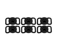 Generic 6 Pack Pet Collar Case Silicone Anti Lost Holder for GPS Tracker Lightweight for Cats and Dogs (Black)