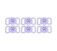 Generic 6 Pack Pet Collar Case Silicone Anti Lost Holder for GPS Tracker Lightweight for Cats and Dogs (Purple)