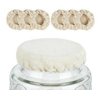 Generic 6-Pack Reusable Sourdough Jar Covers - Cotton Lids for Sourdough Starter, Kombucha, and Fermentation Jars, Organic Unbleached 100% Cotton Caps (Fits 2.4" - 5" Jar Mouths)