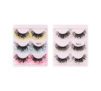 Generic 6 Pairs Luminous Sequin Glitter False Eyelashes Colorful False Lashes Fun Fairy Eyelashes Glow in The Dark Suitable for Stage Makeup Cosplay Bridal We
