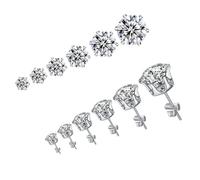 Generic 6 Pairs Zircon Earrings for Women Dainty to Ear Jewelry Elegant Lightweight Ear Studs for Daily Wear Multiple Piercings Compatible Simple Chic Accessory