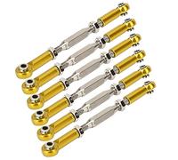 Generic 6 Pcs Adjustable Aluminum Servo Links Tie Rod Set for RC Car Accessories, Durable and Precision Parts for, HSP Models, 81mm Length (Gold)