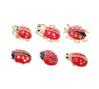 Generic 6 Pcs Cute Ladybug Brooch Vintage Enamel Pins Animal Lapel Badges for Women Boys Lightweight Accessories for Clothing Bags Hats
