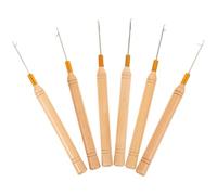 Generic 6 Pcs Hair Crochet Hooks Wooden Handle Iron Needle Versatile Dreadlock Accessories Resistant to Deform for Hair Styling and Braiding