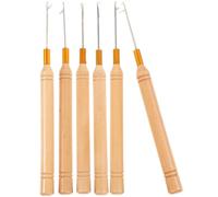 Generic 6 Pcs Metal Crochet Hooks for Hair Latch Dreadlock Crochet Needles Wooden Handles for Dreadlocks and Braiding Maintenance