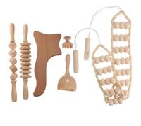 Generic 6 Pcs Wooden Massage Tools Manual Massager Set with Muscle Massager Stick for Long-Term Office Work, Soothing Effect and Promote Circulation, Timber Material