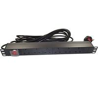 Generic 6 Way UK PDU With 5M LEAD 19 Inch Rack Mount 1U