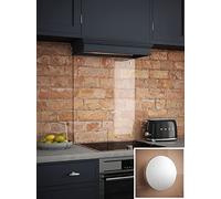 Clear Glass Kitchen Splashback with Satin Chrome Caps 600 x 750 x 6mm - Size: 60 x 75cm - Splash|Back - Wilko