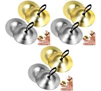Generic 6pairs Brass Finger Cymbals for Boys and Girls Hand Percussion Musical Instruments for Belly Dancing Party Entertainment Zills