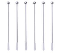 Generic 6pcs 19cm 304 Stainless Steel Stirring Rods Silver Cocktail Swizzle Sticks Bar Mixing Sticks for Drink Preparation