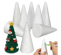 Generic 6Pcs 24CM Polystyrene Cone White DIY Cone Foam Blank Cone Shapes for Modeling Craft DIY, Christmas, Home Decorations