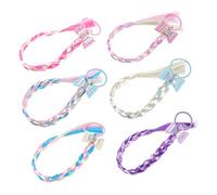 Generic 6pcs Boys and Girls Hair Extensions Bow Wigs Glitter Hair Extensions for Boys and Girls Ponytail Wigs Hair Tie for Parties Occasions