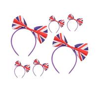 Generic 6pcs British Flag Bowknot Headbands Comfortable Union Jack Hair Accessories for Football Fans Durable Stylish Hoops for Uk Festivals Parties