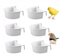 Generic 6Pcs D-shaped Plastic Bird Food Bowl with Hook - Parrot Cage Feeder - Water Bowl - Bird Cage Feeder Cups