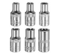 Generic 6pcs E-Torx Socket 1/4" Drive E4-E10 External Torx Deep Socket CR-V 6 Point Spline Star Female Bit for Auto Repairs Home Maintenance DIY Hand-making 1" Length