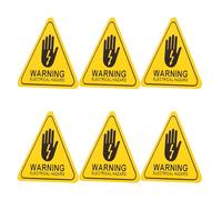 Generic 6pcs Electric Hazard Warning Sign Triangular High Voltage Caution Sticker Pvc Adhesive Backing High Visibility for Indoor Factories