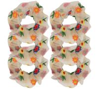 Generic 6pcs Embroidered Flower Mesh Hair Scrunchies Elastic Cloth Hair Ties for Women and Stretchable Accessories for Ponytails and Putting Your Tie during The Night