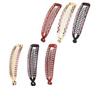 Generic 6pcs Fish Shape Ponytail Clips Hairpins for Women with Rhinestone Inlay, Reusable Ps Material Hair Clamps to Hold Hair in Place, Suitable for Season and Other