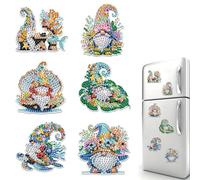Generic 6pcs Flower DIY Diamond Painting Magnetic Refrigerator Sticker Set Special-Shaped Diamond Fridge Magnet Refrigerator Sticker Crystal Art Craft for Adults Beginners Home Decors