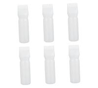 Generic 6pcs Hair Dye Bottle Shampoo Brush Hair Comb Hair Oiler Applicator Hair Scrubber Oil Applicator Hair Oil Bottle with Comb Product Hair Dye Kit Spray Deyer Hair Dying Kit White Abs