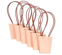 Generic 6pcs Kraft Paper Flower Bag Bouquet Bag with Handle, Pink, Portable Hand Carrying, Blank for DIY Decoration, Gift Packaging for Flowers and Bouquets