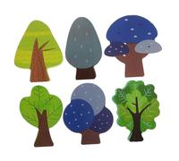 Generic 6PCS Mini Wooden Tree Set Forest Trees for Train Track Accessories Safe Natural Wood Enhances Play Scenes Compatible with Train