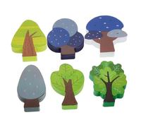 Generic 6PCS Miniature Wooden Trees Train Tracks Decorative Railroad Accessories Safe Natural Wood Skill Development Interlocking Design for Creative Play