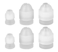 Generic 6Pcs Piping Nozzles Coupler Set, Reusable Plastic Icing Piping Tip Converter Nozzle in 3 Sizes, Coupler for Birthday Cake Decorating Tool for Cupcakes Cookies DIY Cream Jelly Mashed Potatoes