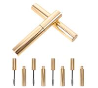 Generic 6pcs Refillable Empty Mascara Tubes with Applicator Wand 10ml Each, Plastic Golden Compact Lash Containers for Professional Use, Travel-friendly Size Suitable for Business Trips